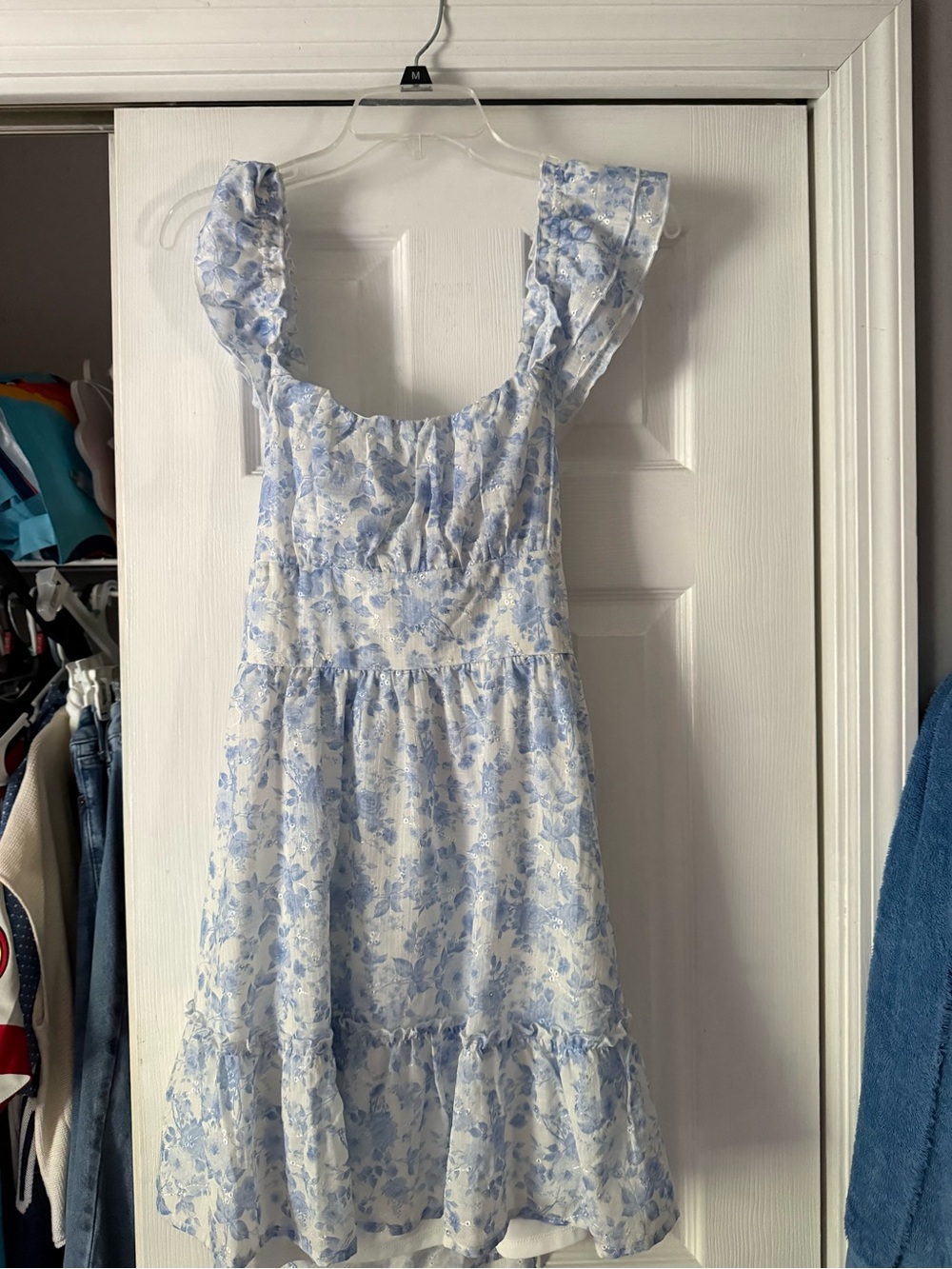 Altar'd State Light Blue Floral Ruffle Sundress